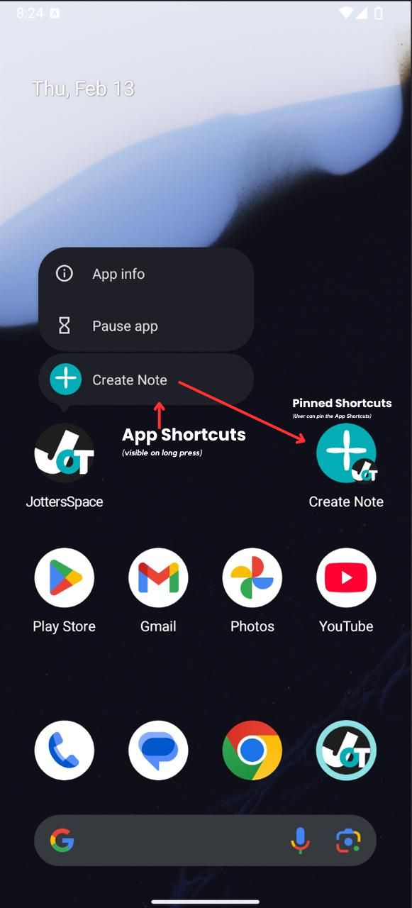 Static App Shortcut example